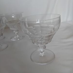 4 Vintage Stuart Chippendale Cut Goblets Wine Glasses Dessert Dishes 4" Tall